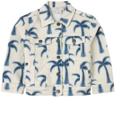 Shop Stella Mccartney Kids White Palm Denim Jacket In Blue