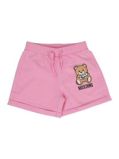 Shop Moschino Teddy Cotton Shorts In Pink
