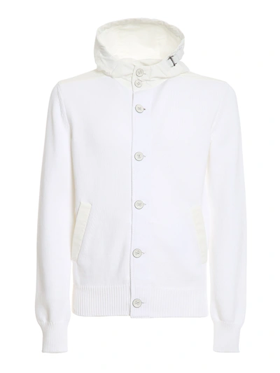 Shop Herno Knitted Cardigan In White