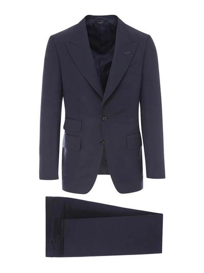 Shop Tom Ford Cotton Silk Blend Sharkskin Suit In Dark Blue