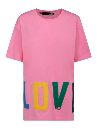 Shop Moschino Logoed T-shirt In Pink