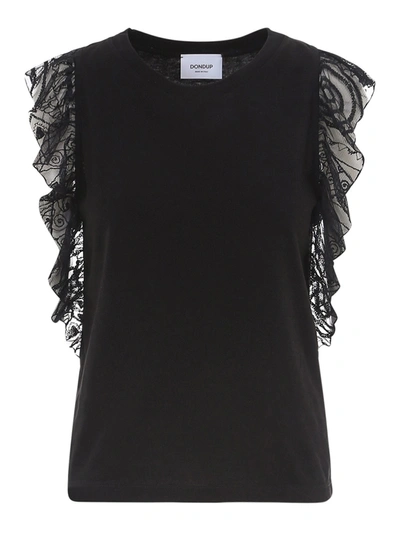 Shop Dondup Rouched Short-sleeved T-shirt In Black