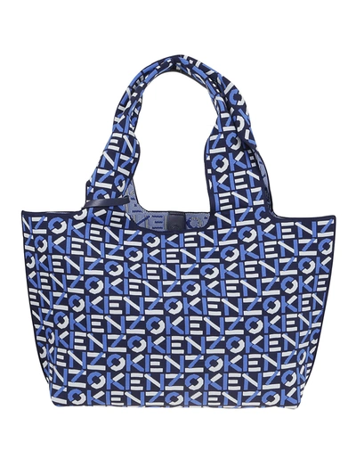 Shop Kenzo Skuba Logo Pattern Tote Bag In Blue
