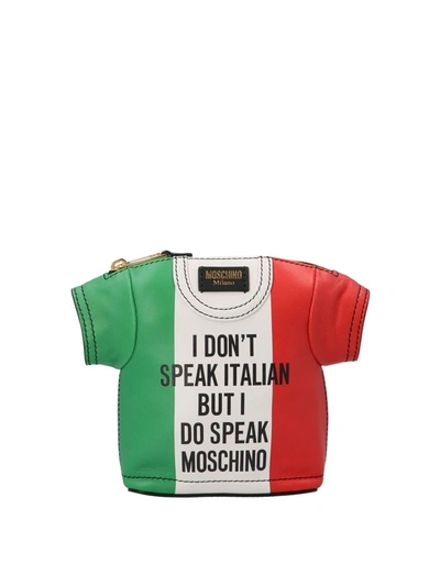 Shop Moschino Italian Slogan T-shirt Shoulder Bag In Multicolour