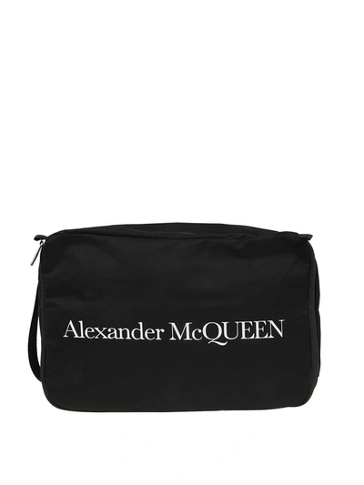 Shop Alexander Mcqueen Logo Print Travel Bag In Black