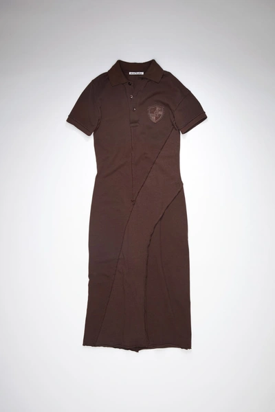 Shop Acne Studios Pique Polo Dress Dark Brown