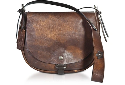 Shop Chiarugi Designer Handbags Genuine Leather Medium Shoulder Bag In Marron
