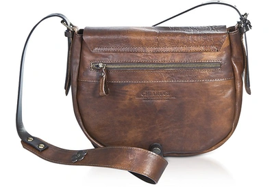 Shop Chiarugi Designer Handbags Genuine Leather Medium Shoulder Bag In Marron