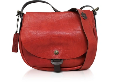 Shop Chiarugi Designer Handbags Genuine Leather Medium Shoulder Bag In Rouge