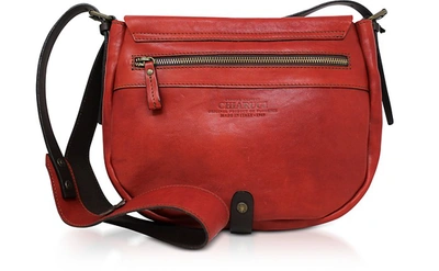 Shop Chiarugi Designer Handbags Genuine Leather Medium Shoulder Bag In Rouge