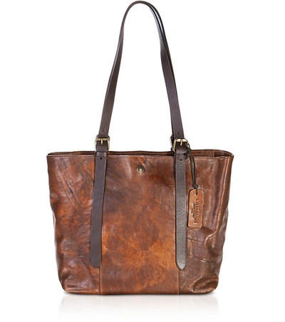 Shop Chiarugi Designer Handbags Genuine Leather Shoulder Bag In Marron