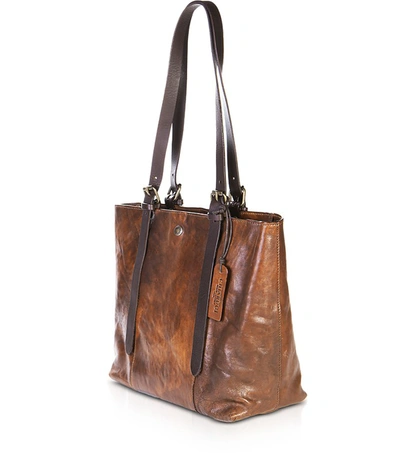 Shop Chiarugi Designer Handbags Genuine Leather Shoulder Bag In Marron