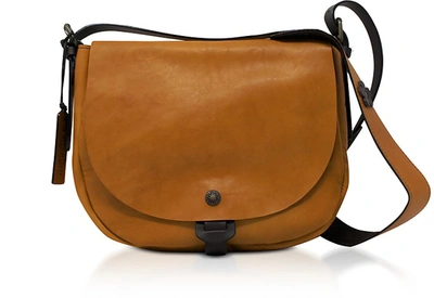 Shop Chiarugi Designer Handbags Genuine Leather Medium Shoulder Bag In Moutarde