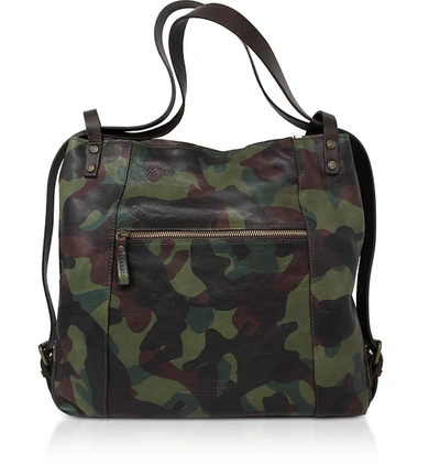 Shop Chiarugi Designer Handbags Genuine Leather Convertible Tote/backpack In Vert