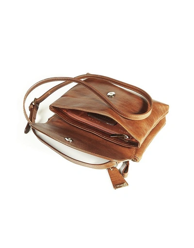 Shop Chiarugi Designer Handbags Genuine Leather Crossbody Bag In Marron