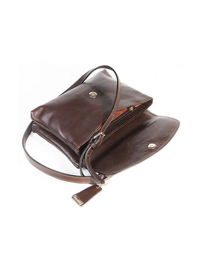 Shop Chiarugi Designer Handbags Genuine Leather Crossbody Bag In Marron Foncé