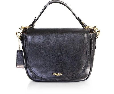 Shop Chiarugi Designer Handbags Genuine Leather Large Crossbody Bag W/top Handle In Noir