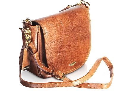 Shop Chiarugi Designer Handbags Genuine Leather Large Crossbody Bag W/top Handle In Marron