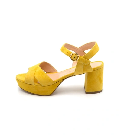 Shop Rupert Sanderson Deidre Suede Sandal In Lemon Chiffon In Yellow