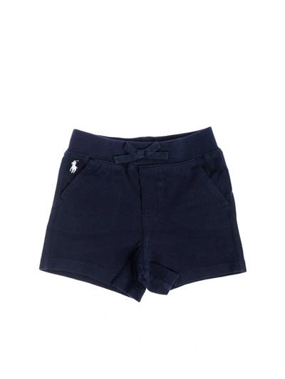 Shop Polo Ralph Lauren Shorts In Blue Cotton With Logo