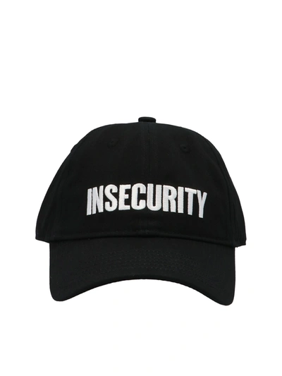 Shop Vetements Insecurity Logo Cap In Black