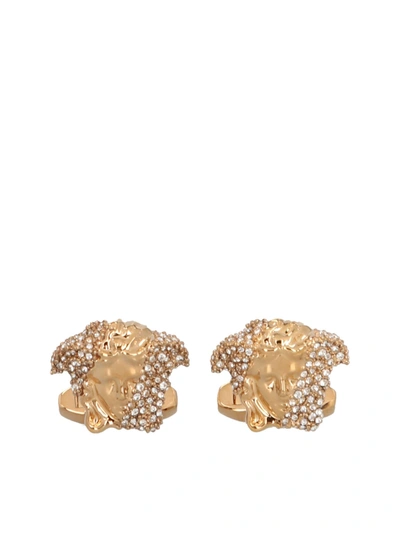 Shop Versace Medusa Cufflinks In Gold Color