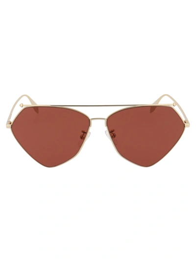 Shop Alexander Mcqueen Am0317s Sunglasses In 002 Gold Gold Brown