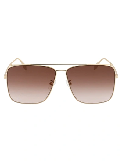 Shop Alexander Mcqueen Am0318s Sunglasses In 002 Gold Gold Brown