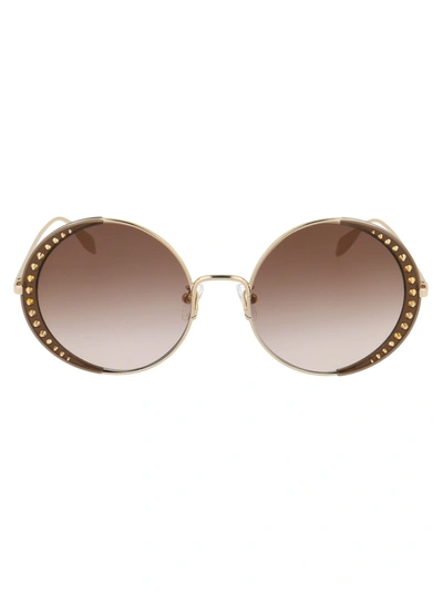 Shop Alexander Mcqueen Am0311s Sunglasses In 002 Gold Gold Brown