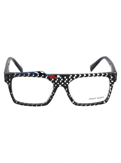 Shop Alain Mikli Lac Glasses In 1 Cryst Black Damier/str Blu Red