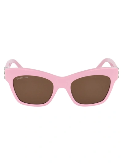 Shop Balenciaga Bb0132s Sunglasses In 003 Pink Silver Brown