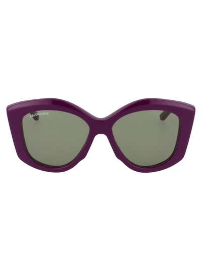 Shop Balenciaga Bb0126s Sunglasses In 004 Violet Violet Green