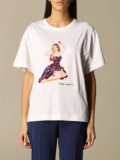 Shop Boutique Moschino T-shirt In Cotton With Pin-up Print In White