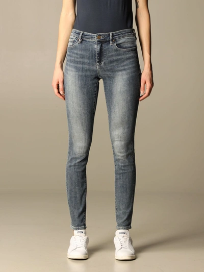 Shop Armani Collezioni Armani Exchange Jeans Used Stretch Denim With Regular Waist And Skinny Leg In Stone Washed