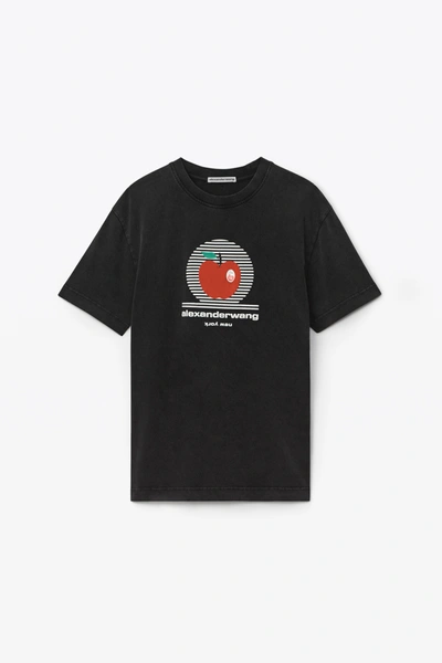 Shop Alexander Wang Apple Graphic T-shirt In Washed Black