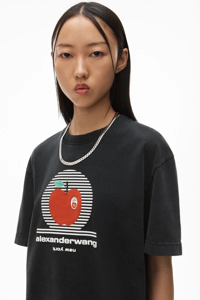 Shop Alexander Wang Apple Graphic T-shirt In Washed Black