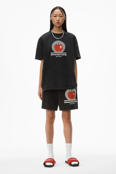 Shop Alexander Wang Apple Graphic T-shirt In Washed Black