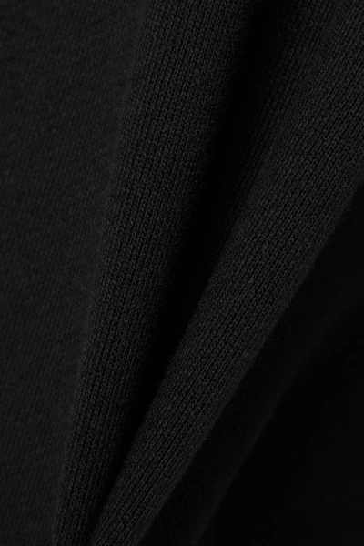 Shop Area Hooded Cold-shoulder Embellished Cotton-jersey Mini Dress In Black