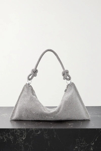 Shop Cult Gaia Hera Mini Crystal-embellished Satin Shoulder Bag In Silver