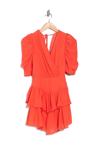 Shop Do + Be Puff Sleeve V-neck Dress In Carrot