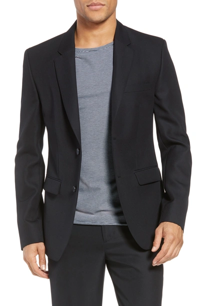 Shop Vince Blue Solid Two Button Notch Lapel Relaxed Fit Blazer In New Coastal