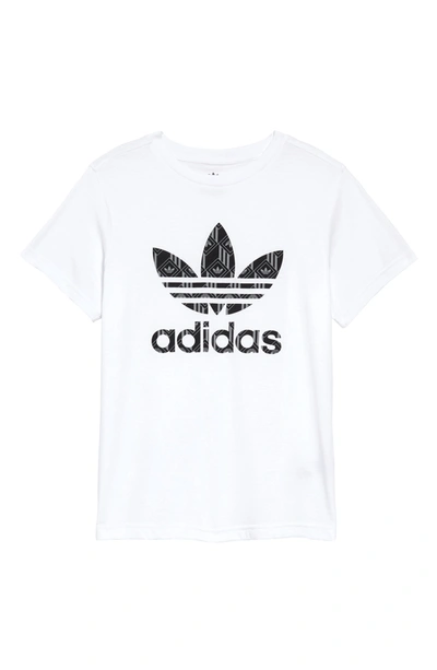 Shop Adidas Originals Trefoil Crew Neck T-shirt In White/blac