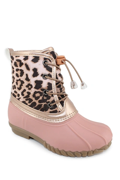 Shop Olivia Miller Omg Leopard Print Duck Boot In Blush Leopard