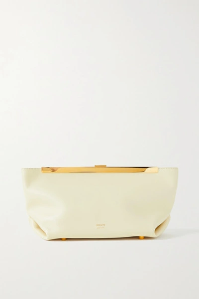 Shop Khaite Aimee Leather Clutch In Ivory