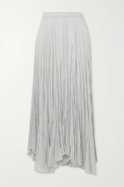 Shop Joseph Sully Asymmetric Crinkled Silk-habotai Maxi Skirt In Gray