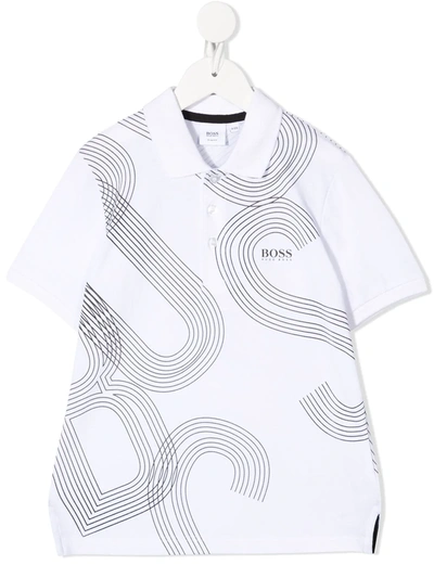 Shop Bosswear Graphic Logo Print Polo Shirt In White