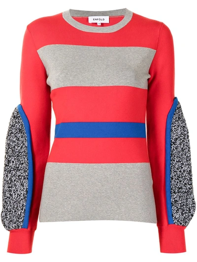 Shop Enföld Colour-block Jumper In Red