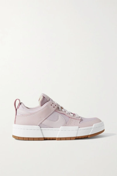 Shop Nike Dunk Low Disrupt Leather And Mesh Sneakers In Lilac