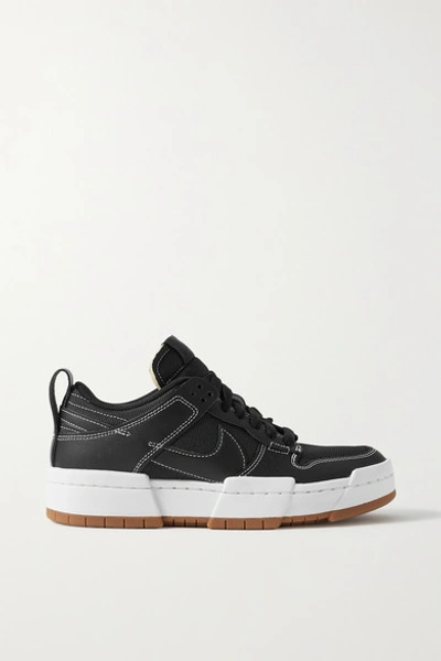 Shop Nike Dunk Low Disrupt Leather And Mesh Sneakers In Black