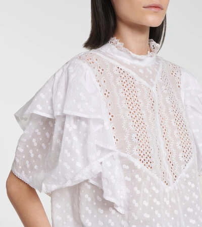 Shop Isabel Marant Étoile Tizaina Broderie Anglaise Cotton Top In White